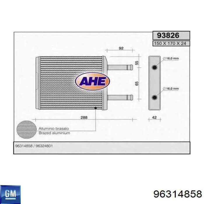Радиатор печки (отопителя) General Motors 96314858 цена, от 26.72 USD