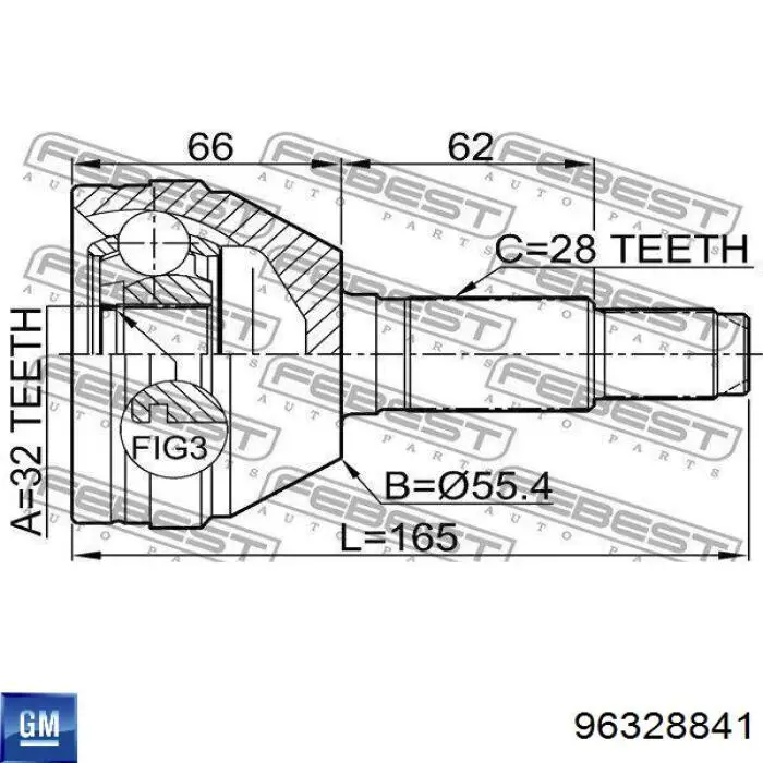 Привод передний левый General Motors 96328841 цена, от 28.22 USD
