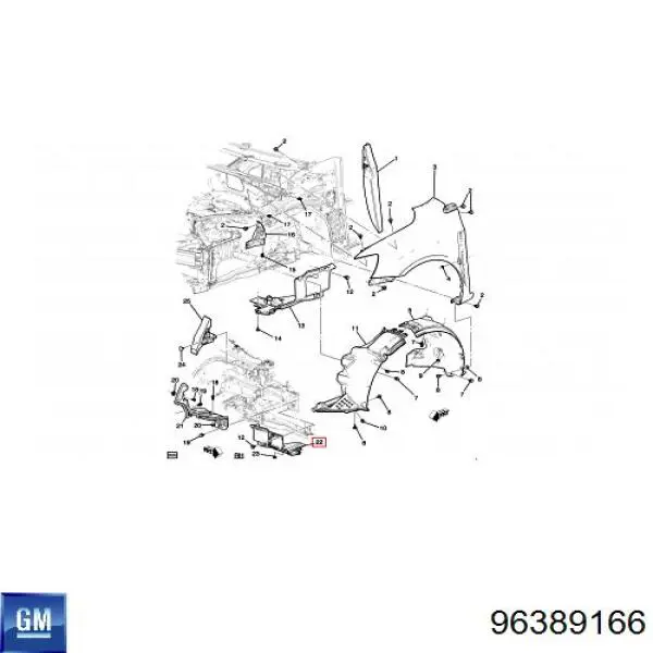 96389166 General Motors Защита двигателя левая