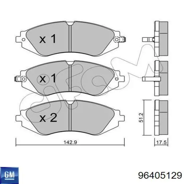 Тормозные колодки General Motors 96405129