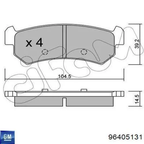 96405131 General Motors Колодки тормозные дисковые комплект