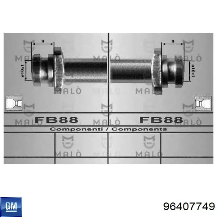 Купить 96407749 General Motors Задний тормозной шланг