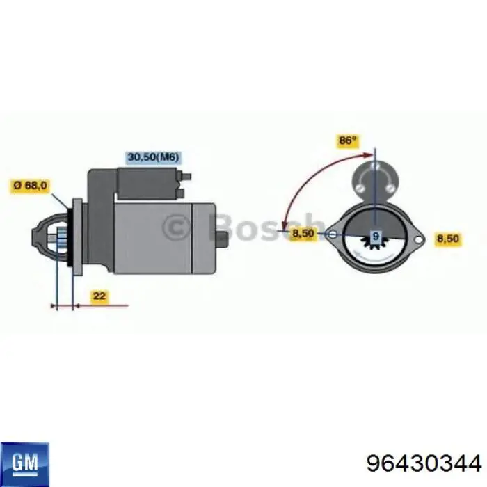 Стартер двигателя General Motors 96430344