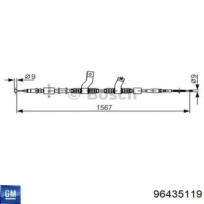 Трос стояночного тормоза задний правый General Motors 96435119 цена, от 28.96 USD