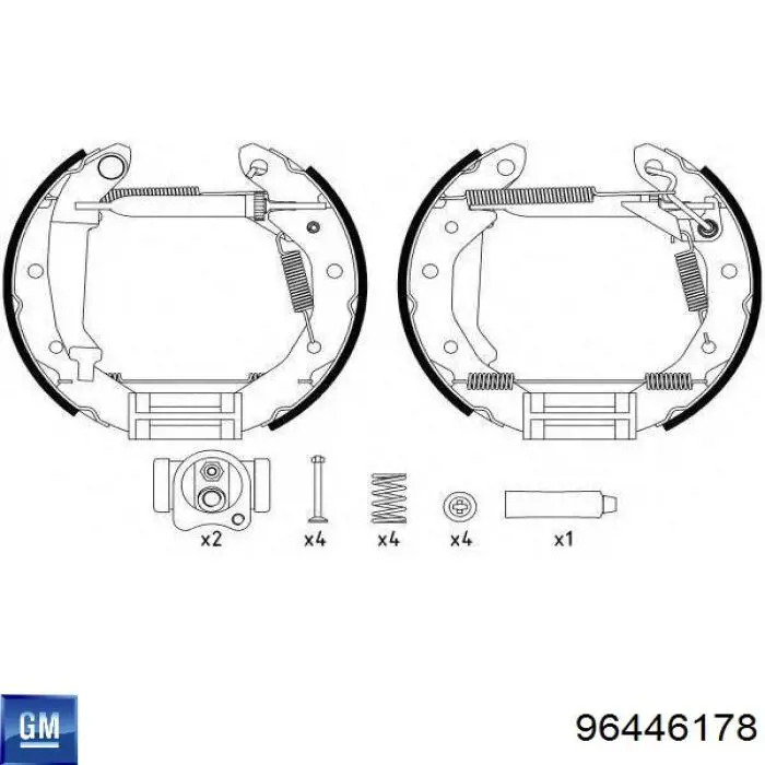 Купить 96446178 General Motors Задние барабанные тормозные колодки
