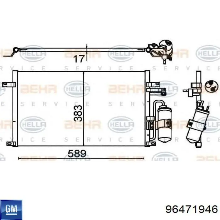 Радиатор кондиционера 96471946 General Motors