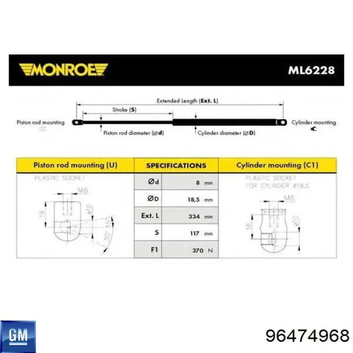 Амортизатор задней двери Magneti Marelli GS1252 цена, от 11.28 USD