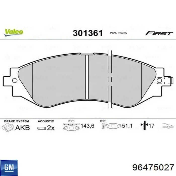 Колодки General Motors 96475027 цена, от 17.76 USD