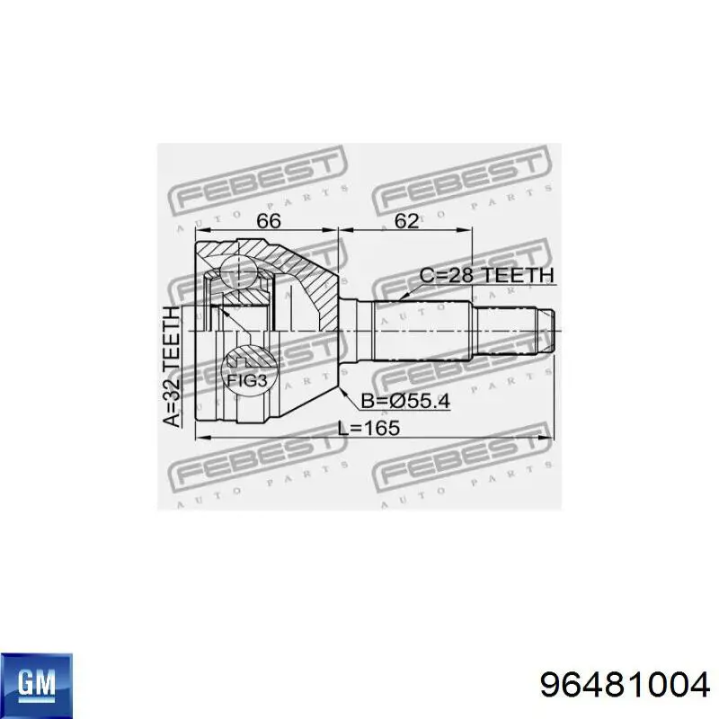 ШРУС наружный передний 96481004 General Motors