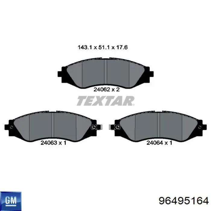 Передние тормозные колодки 96495164 General Motors