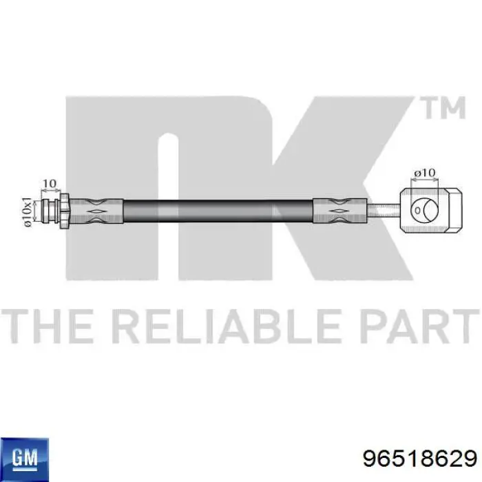 Шланг тормозной передний 96518629 General Motors