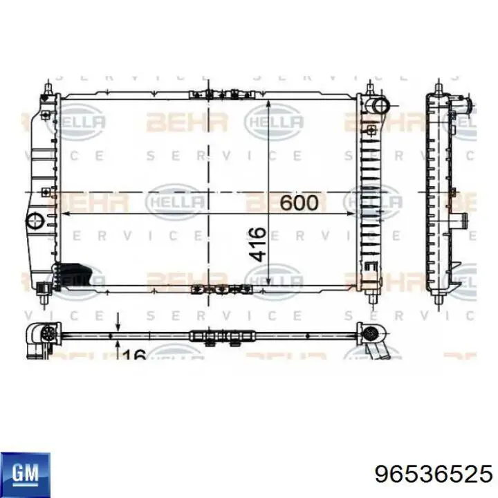 Купить 96536525 General Motors Радиатор водяной