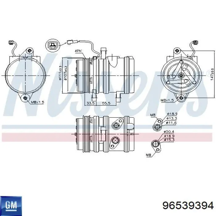 Компрессор системы кондиционирования General Motors 96539394 цена, от 219.81 USD