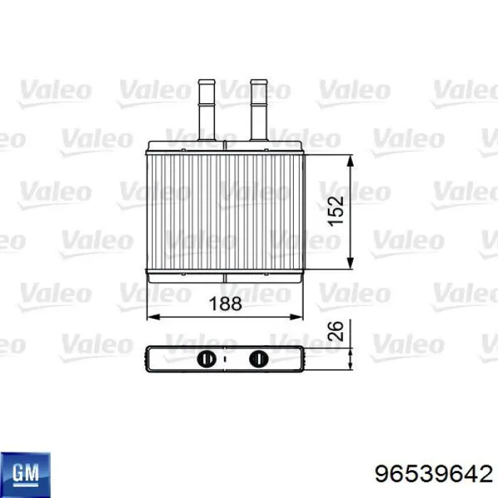 Радиатор печки (отопителя) General Motors 96539642