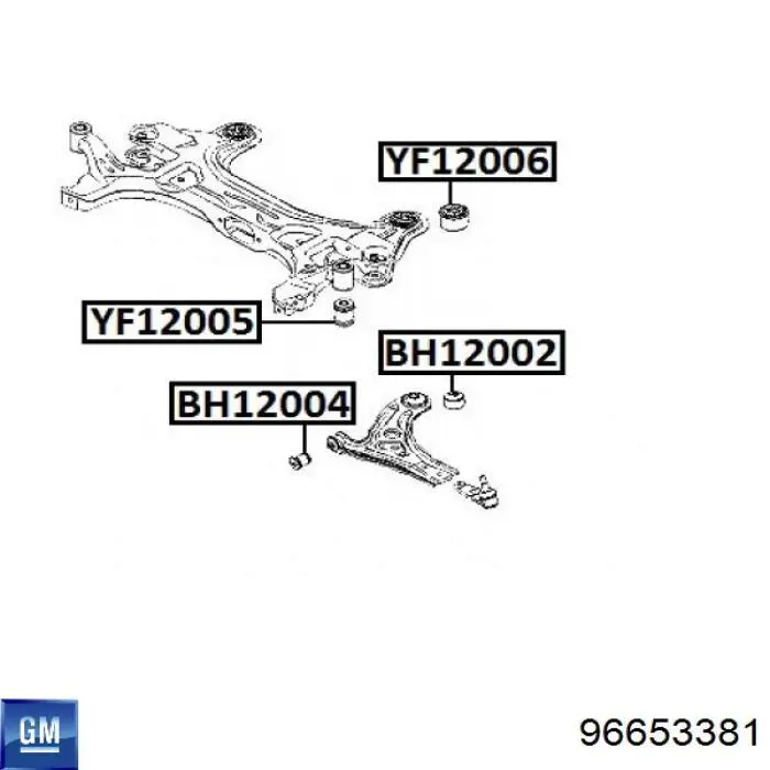 Купить 96653381 General Motors Сайлентблок нижний передней подвески