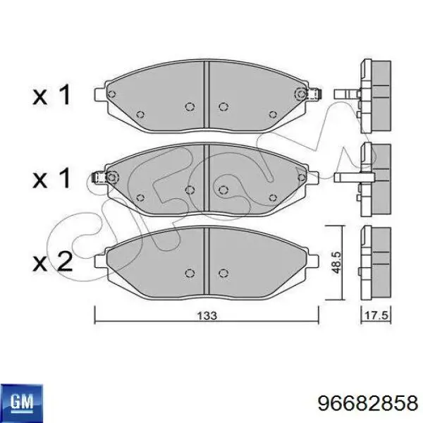Передние тормозные колодки 96682858 General Motors