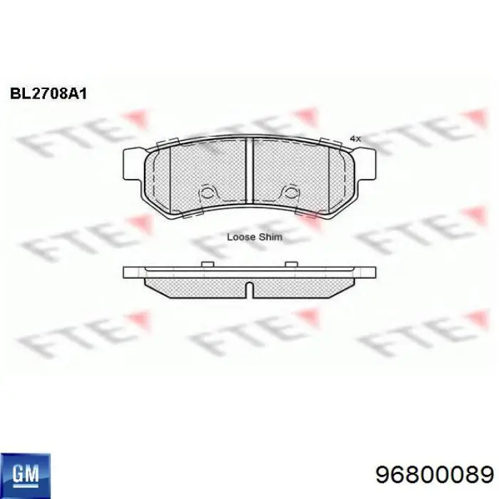 Купить 96800089 General Motors Колодки тормозные задние, дисковые