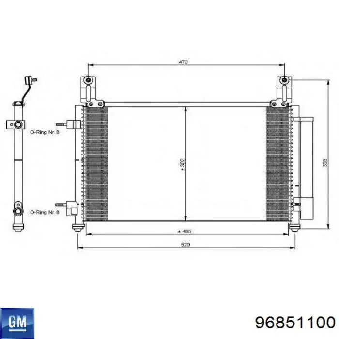 Радиатор кондиционера 96851100 General Motors