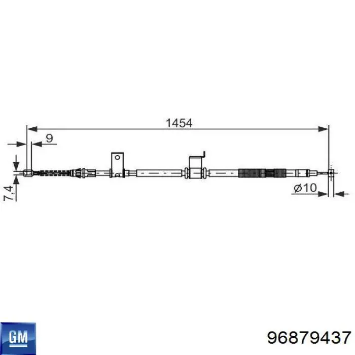 Трос стояночного тормоза задний правый General Motors 96879437 цена, от 26.73 USD