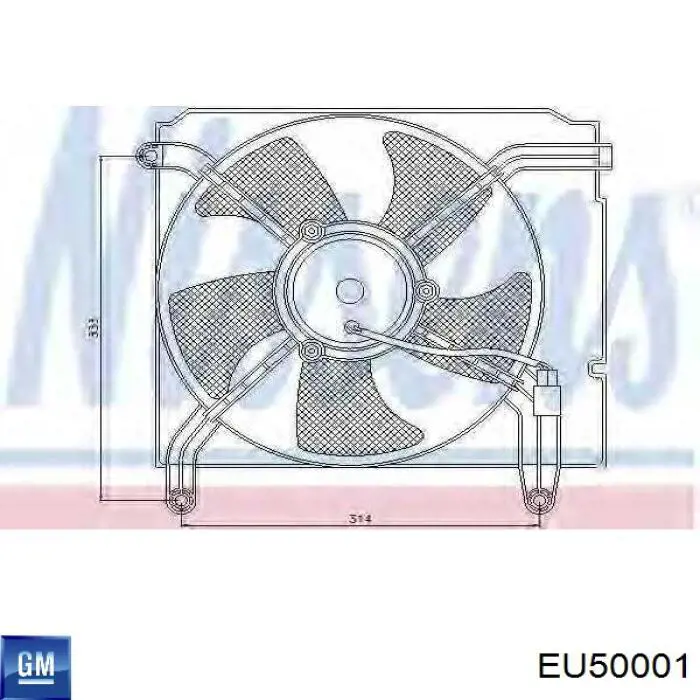 Электровентилятор охлаждения в сборе (мотор+крыльчатка) General Motors EU50001