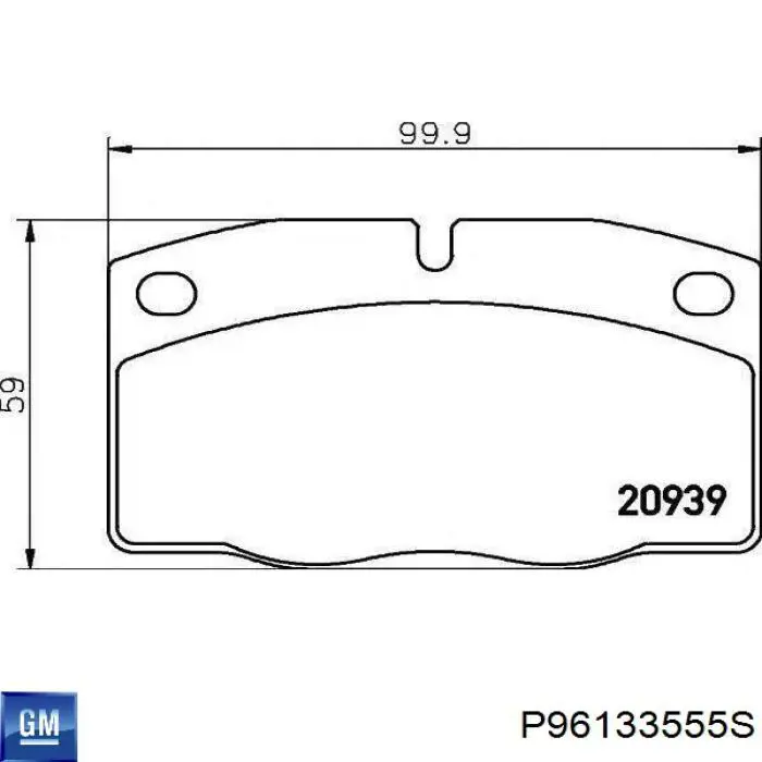 Передние тормозные колодки P96133555S General Motors