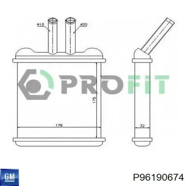 Радиатор печки (отопителя) General Motors P96190674 цена, от 29.74 USD
