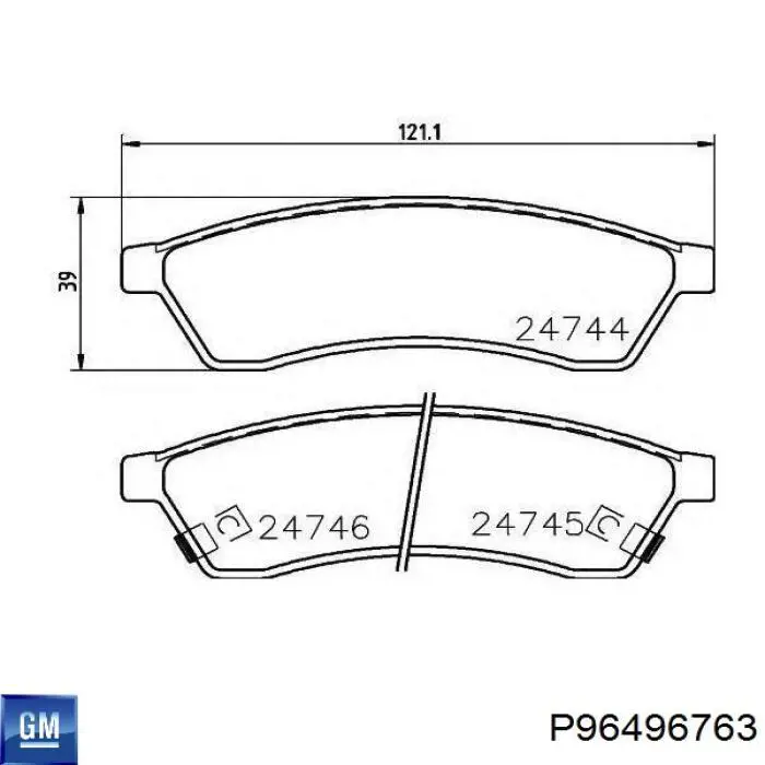 Задние тормозные колодки P96496763 General Motors