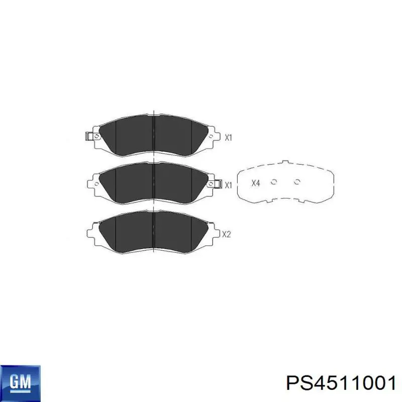 PS4511001 General Motors колодки тормозные передние дисковые