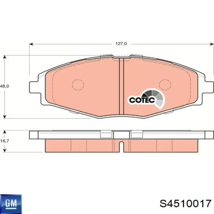 Передние тормозные колодки S4510017 General Motors