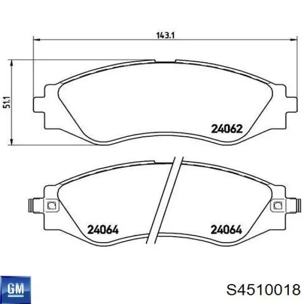 Передние тормозные колодки S4510018 General Motors