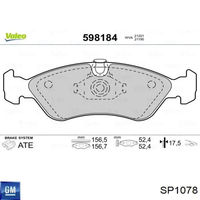 SP1078 General Motors Колодки передние