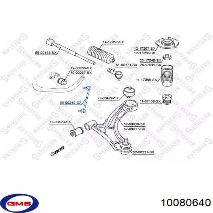 Тяга переднего стабилизатора GMB 10080640 цена, от 7.57 USD