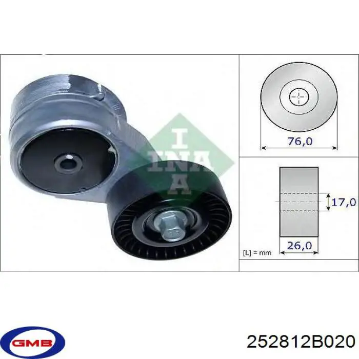 Tensor de correa, correa poli V 252812B020 GMB