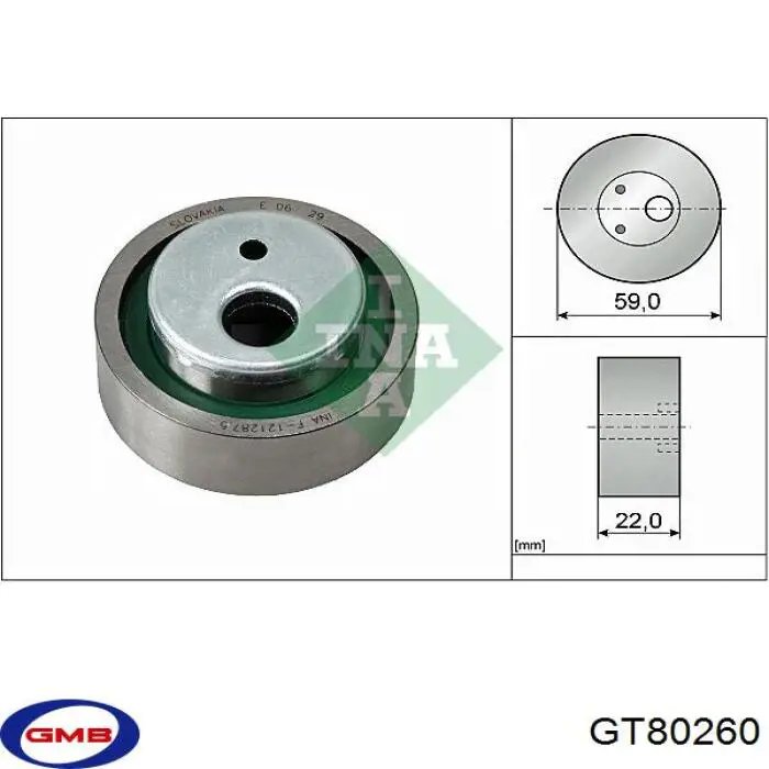 GT80260 GMB Ролик натяжителя ремня ГРМ