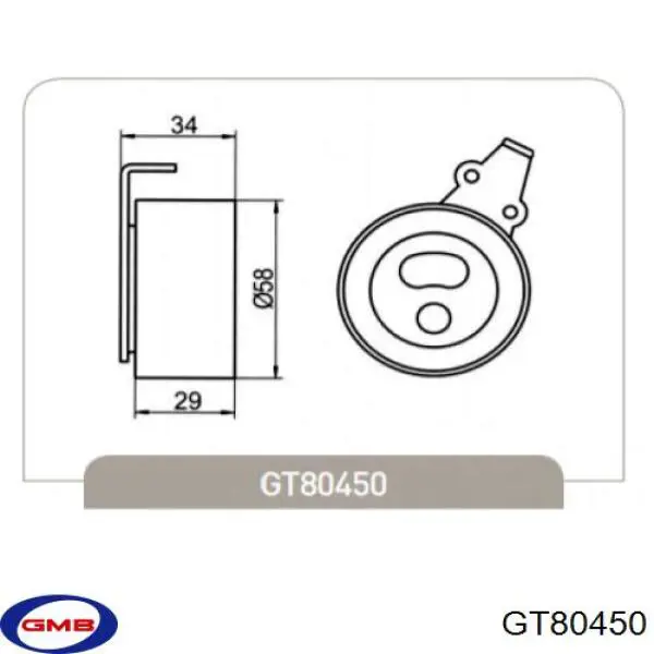 Ролик натягувача ременя ГРМ GT80450 GMB