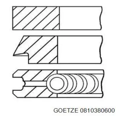 08-103806-00 Goetze кольца поршневые на 1 цилиндр, 2-й ремонт (+0,50)