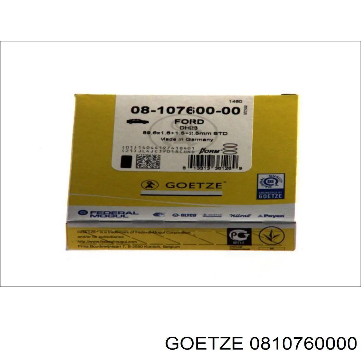 Купить 0810760010 Goetze Комплект поршневых колец на 1 цилиндр, стандарт