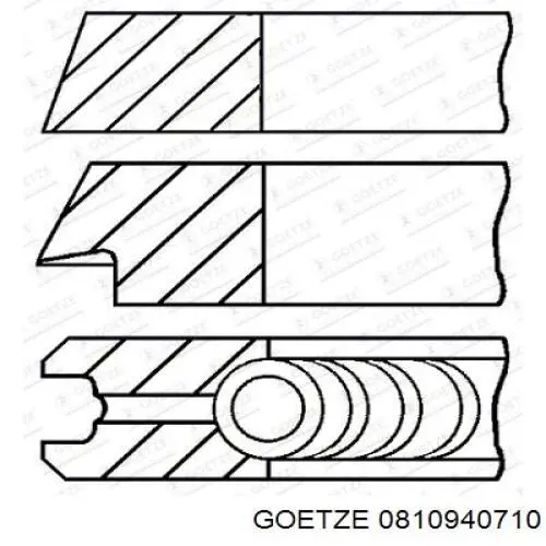 08-109407-10 Goetze кольца поршневые на 1 цилиндр, 2-й ремонт (+0,50)