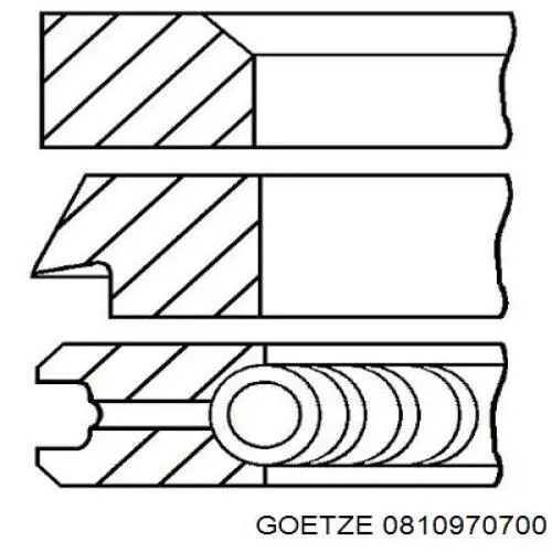 Кольца поршневые на 1 цилиндр, 2-й ремонт (+0,50) Goetze 0810970700