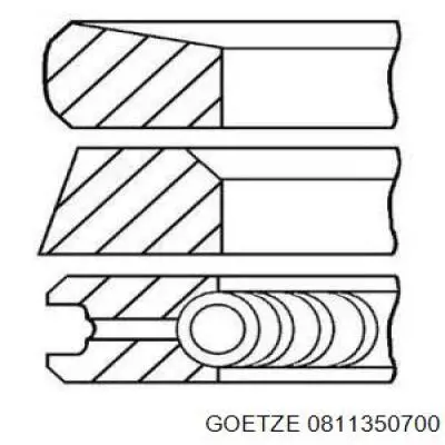 Кольца поршневые на 1 цилиндр, 2-й ремонт (+0,50) GOETZE 0811350700