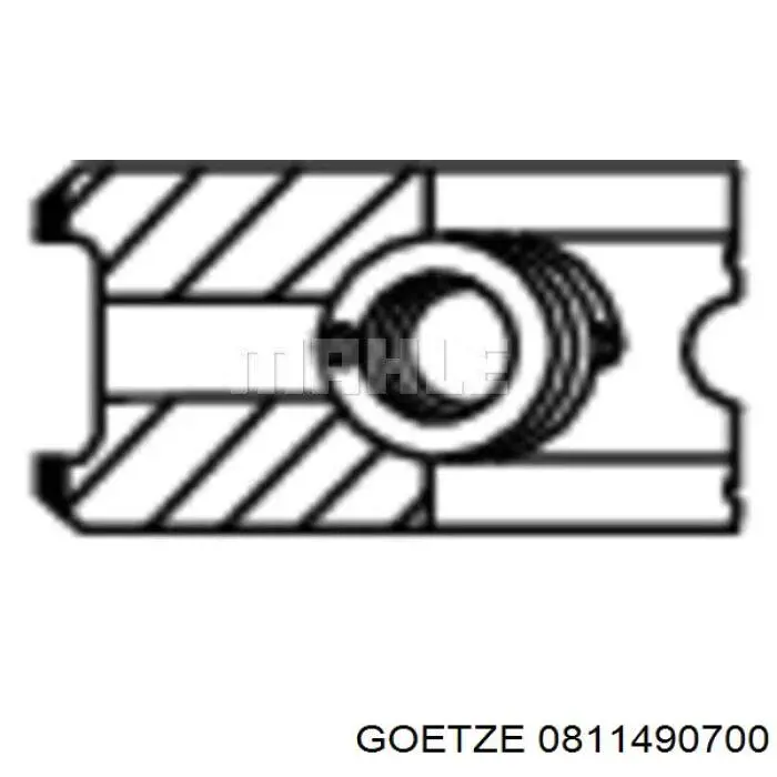 08-114907-00 Goetze кольца поршневые на 1 цилиндр, 2-й ремонт (+0,50)