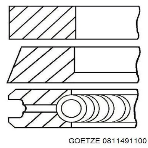 Juego de aros de pistón para 1 cilindro, cota de reparación +1,00 mm 0811491100 Goetze