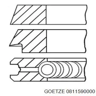 Комплект поршневых колец на 1 цилиндр, стандарт 0811590000 Goetze