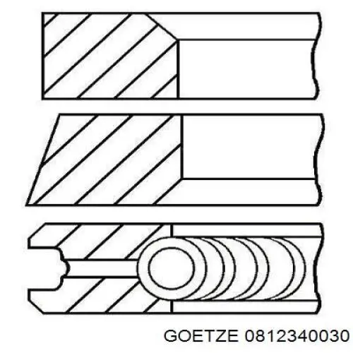 Кольца поршневые на 1 цилиндр, STD. Goetze 0812340030