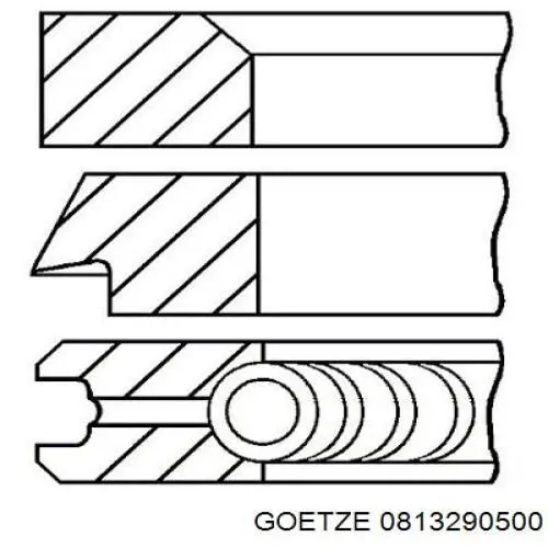 Кольца поршневые на 1 цилиндр, 1-й ремонт (+0,25) Goetze 0813290500