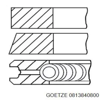 Кольца поршневые на 1 цилиндр, 2-й ремонт (+0,65) Goetze 0813840800