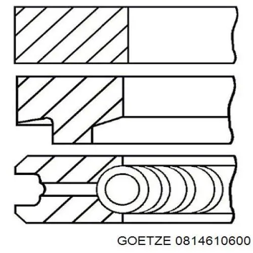 0814610600 Goetze кольца поршневые на 1 цилиндр, 2-й ремонт (+0,50)