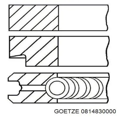 Кільця поршневі на 1 циліндр, STD. 0814830000 Goetze