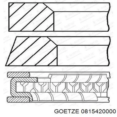 Комплект поршневых колец на 1 цилиндр, стандарт 0815420000 Goetze