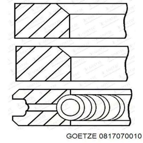 Комплект поршневых колец на 1 цилиндр, стандарт 0817070010 Goetze